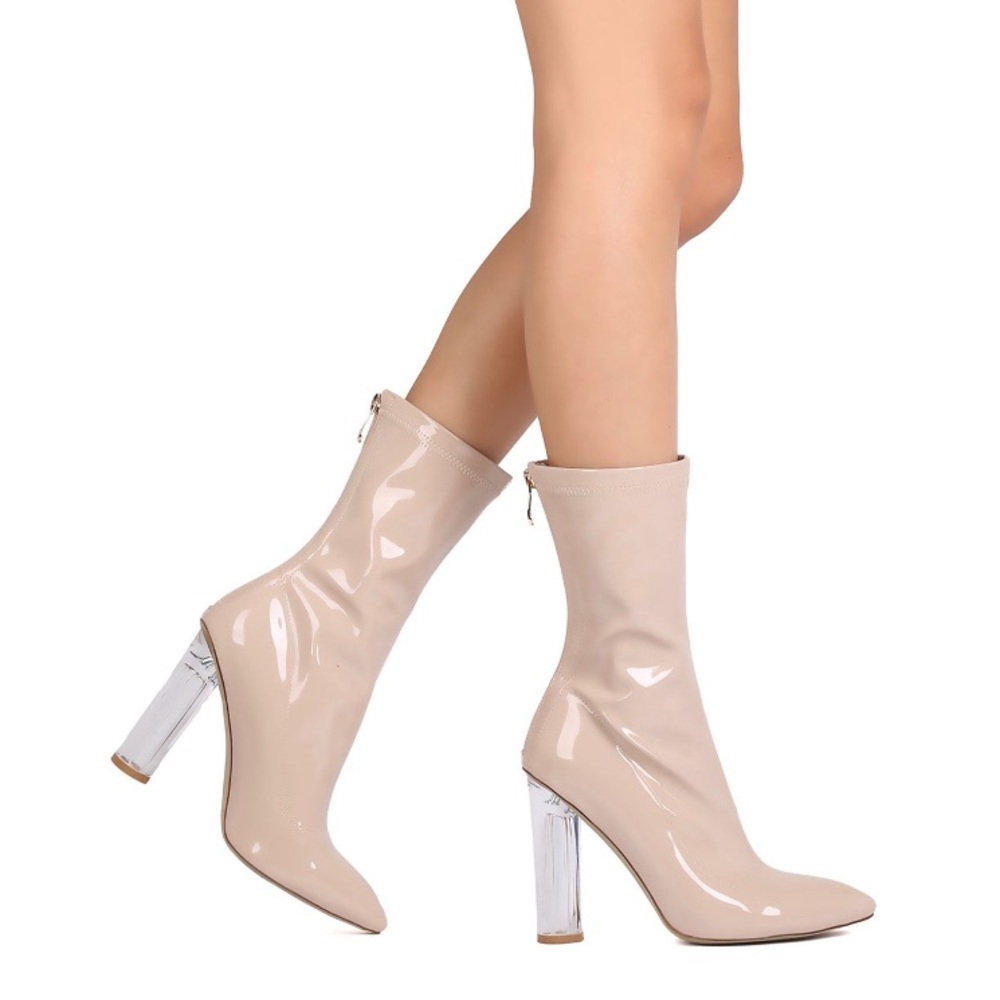 Nude - Chunky Cleared Heel - Ankle Boots